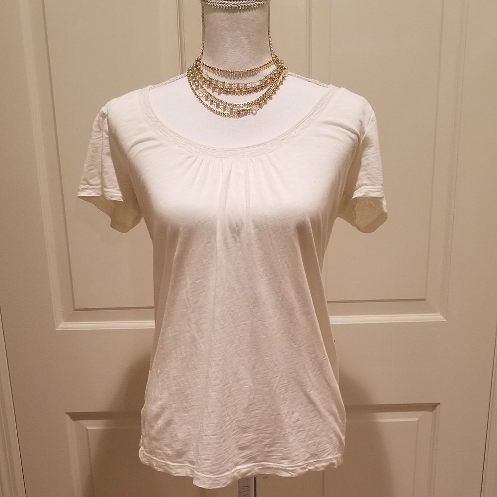 Scoop neck tee in cream from Ann Taylor Loft